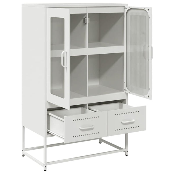 Highboard Weiß Stahl 68x39x111,5 cm