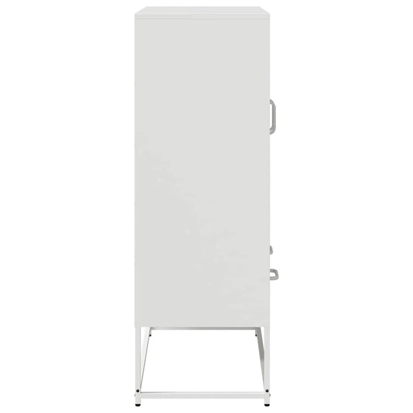 Highboard Weiß Stahl 68x39x111,5 cm
