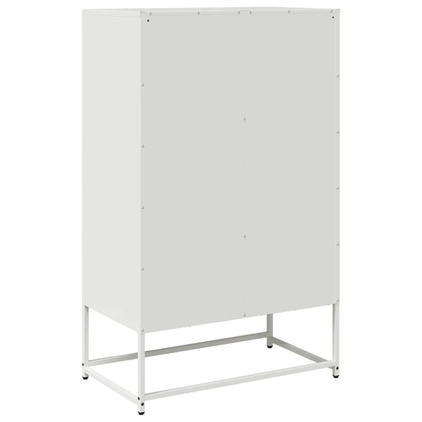Highboard Weiß Stahl 68x39x111,5 cm