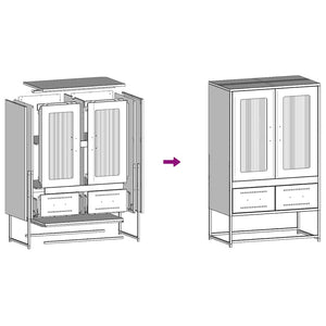 Highboard Weiß Stahl 68x39x111,5 cm