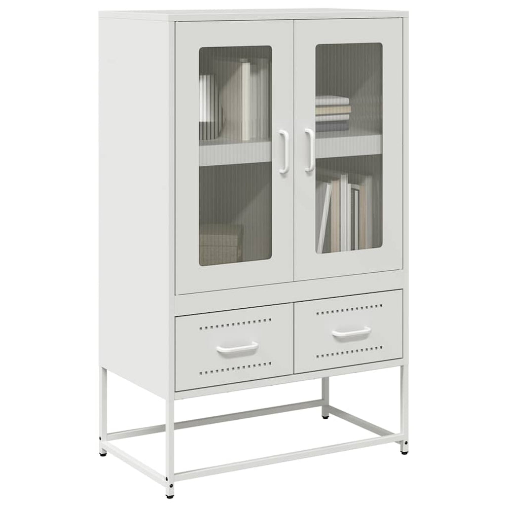 Highboard Weiß Stahl 68x39x111,5 cm
