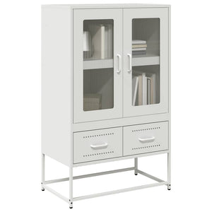 Highboard Weiß Stahl 68x39x111,5 cm