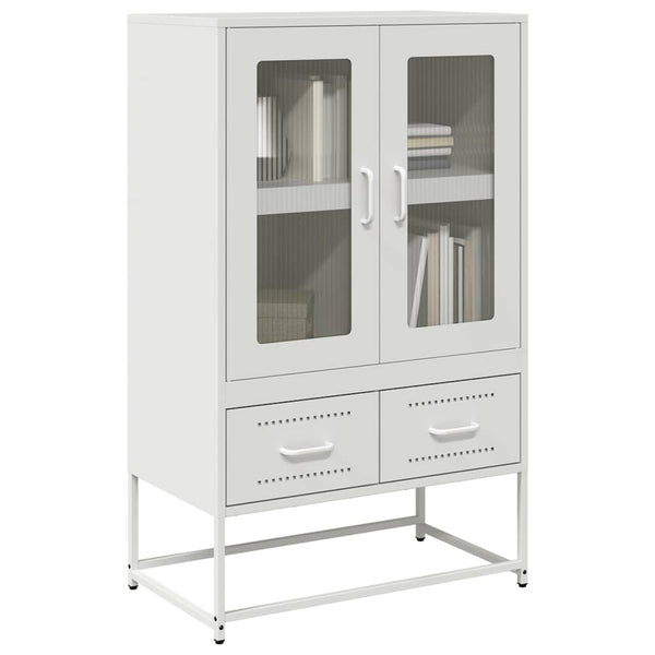 Highboard Weiß Stahl 68x39x111,5 cm