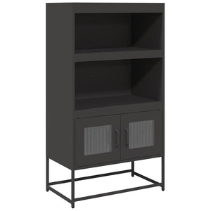 Highboard Schwarz Stahl 68x39x123cm