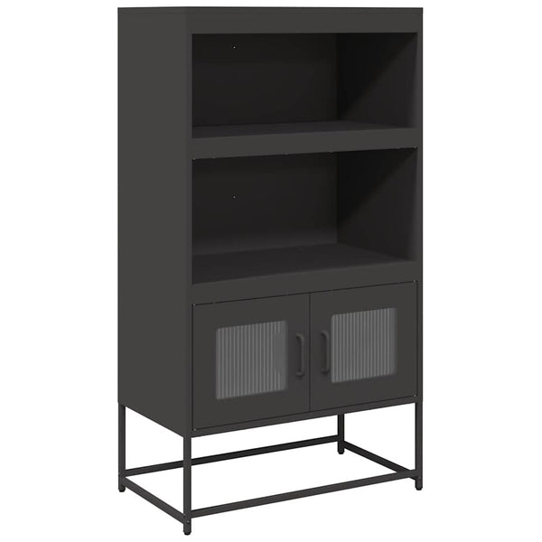Highboard Schwarz Stahl 68x39x123cm