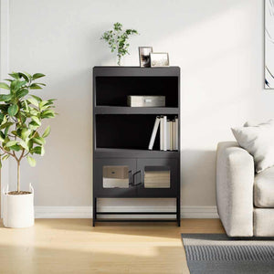 Highboard Schwarz Stahl 68x39x123cm