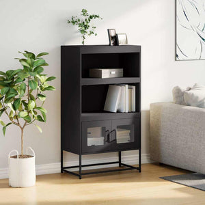 Highboard Schwarz Stahl 68x39x123cm