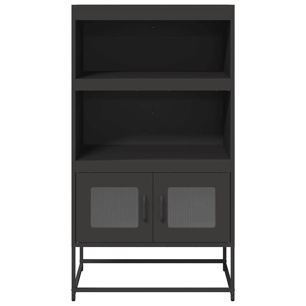 Highboard Schwarz Stahl 68x39x123cm