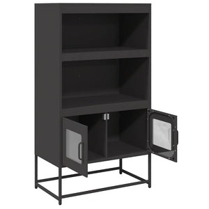Highboard Schwarz Stahl 68x39x123cm