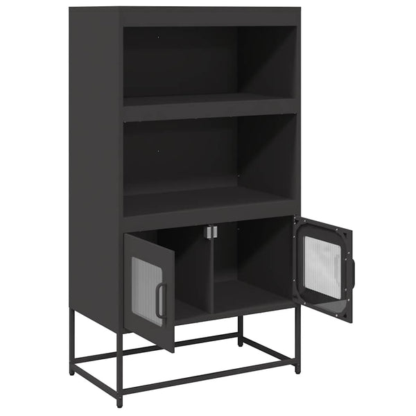 Highboard Schwarz Stahl 68x39x123cm