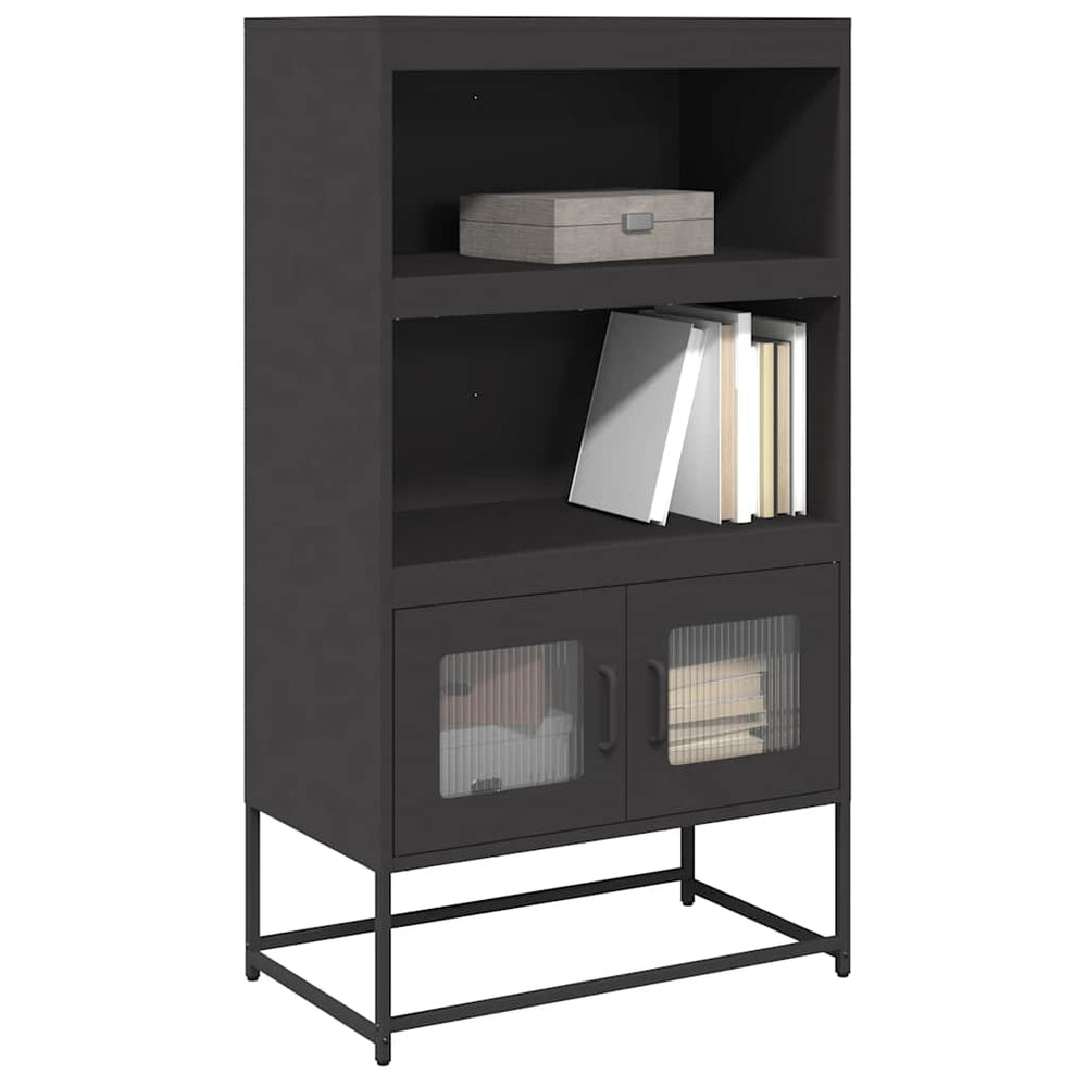 Highboard Schwarz Stahl 68x39x123cm