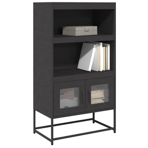Highboard Schwarz Stahl 68x39x123cm