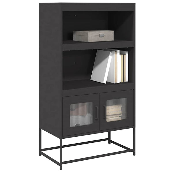 Highboard Schwarz Stahl 68x39x123cm