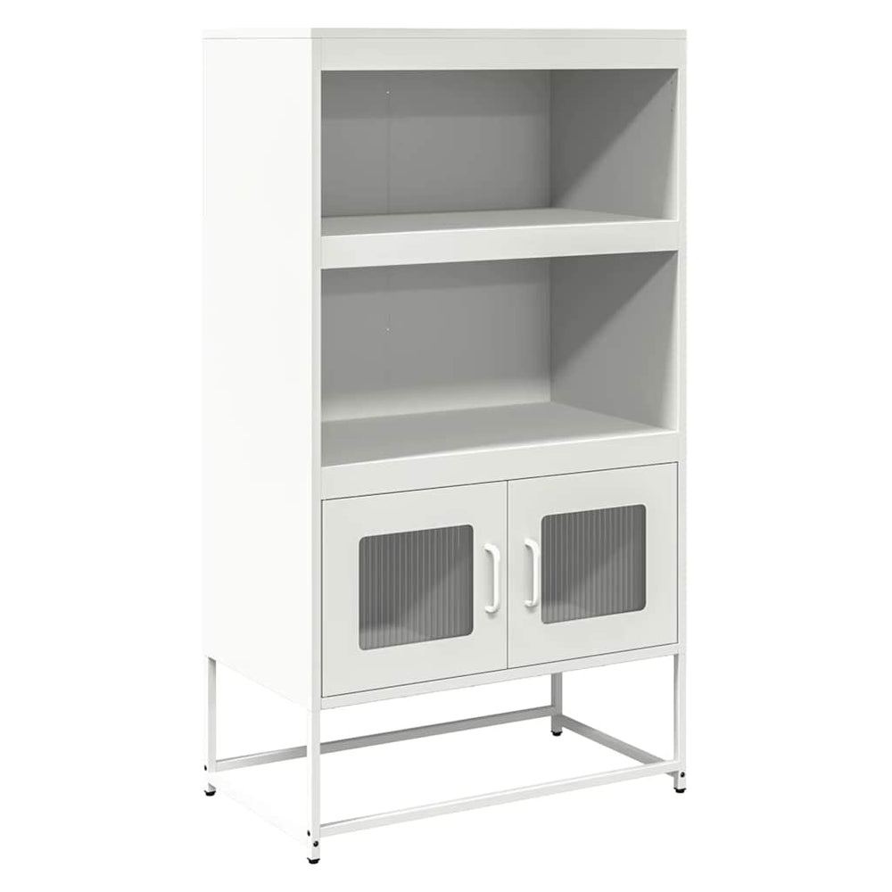 Highboard Weiß Stahl 68x39x123 cm