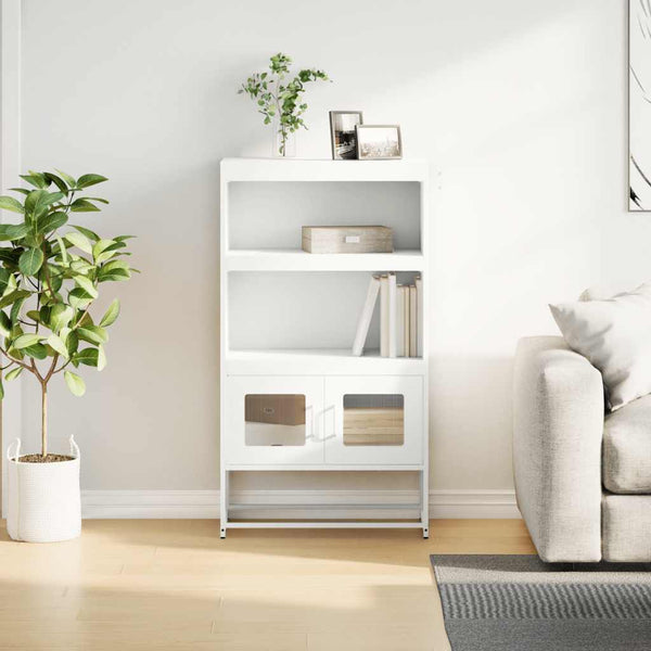 Highboard Weiß Stahl 68x39x123 cm