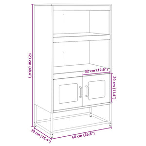 Highboard Weiß Stahl 68x39x123 cm