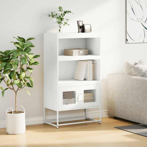 Highboard Weiß Stahl 68x39x123 cm
