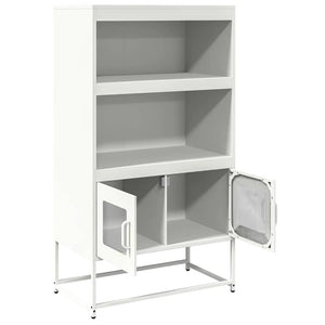 Highboard Weiß Stahl 68x39x123 cm
