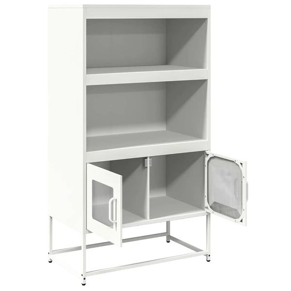 Highboard Weiß Stahl 68x39x123 cm