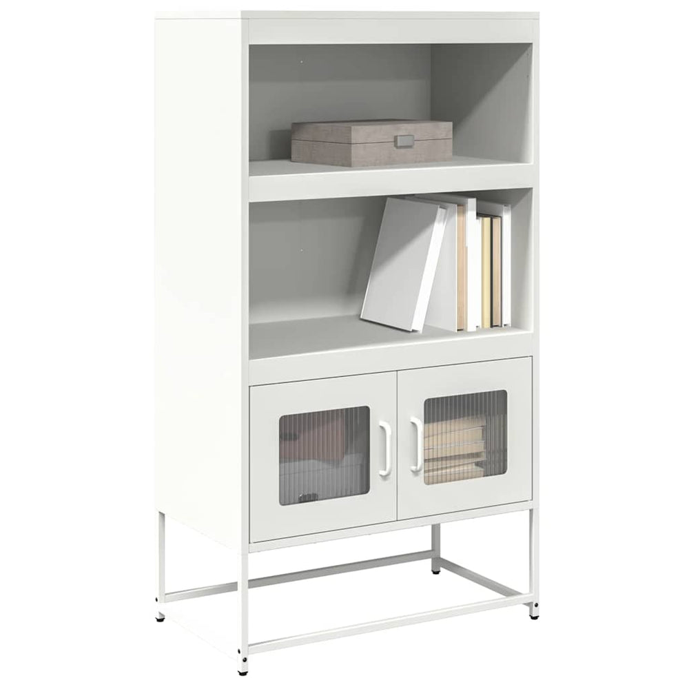 Highboard Weiß Stahl 68x39x123 cm
