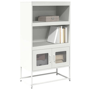 Highboard Weiß Stahl 68x39x123 cm
