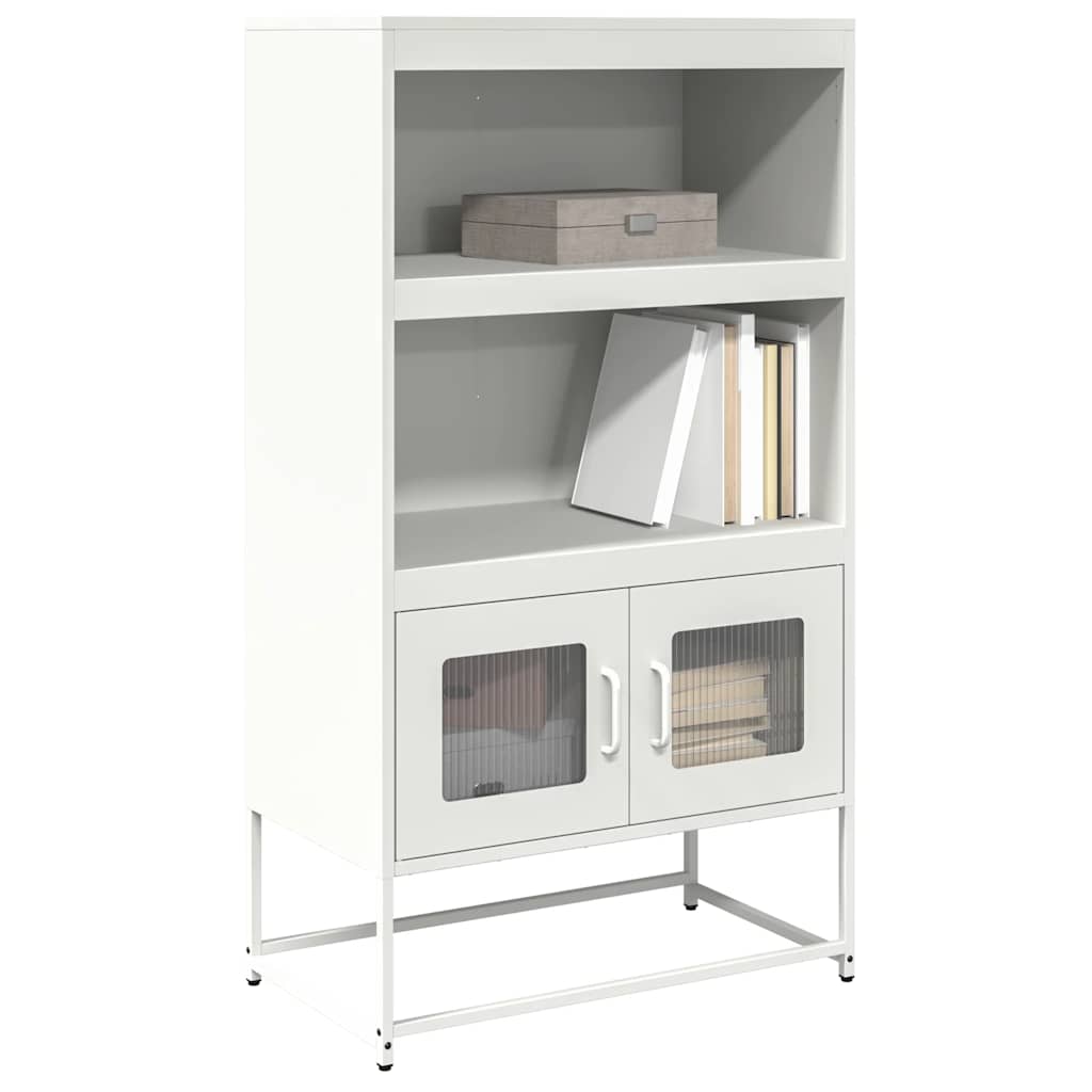 Highboard Weiß Stahl 68x39x123 cm