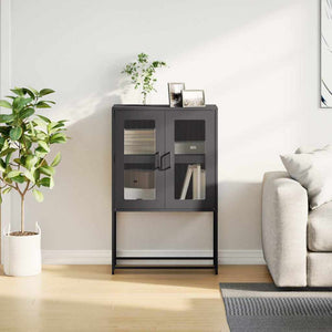 Highboard Schwarz 68x39x107 cm Stahl