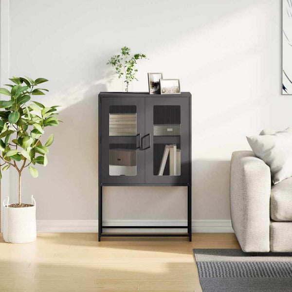 Highboard Schwarz 68x39x107 cm Stahl