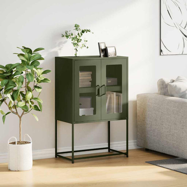 Olivgrünes Highboard 68x39x107 cm Stahl