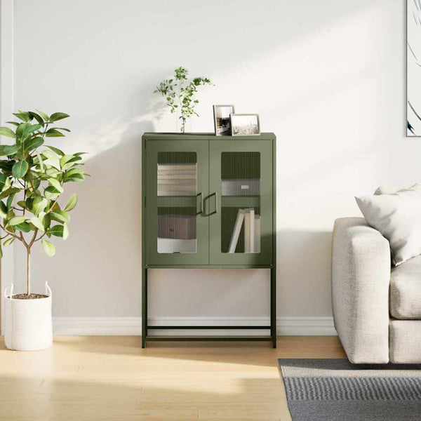 Olivgrünes Highboard 68x39x107 cm Stahl