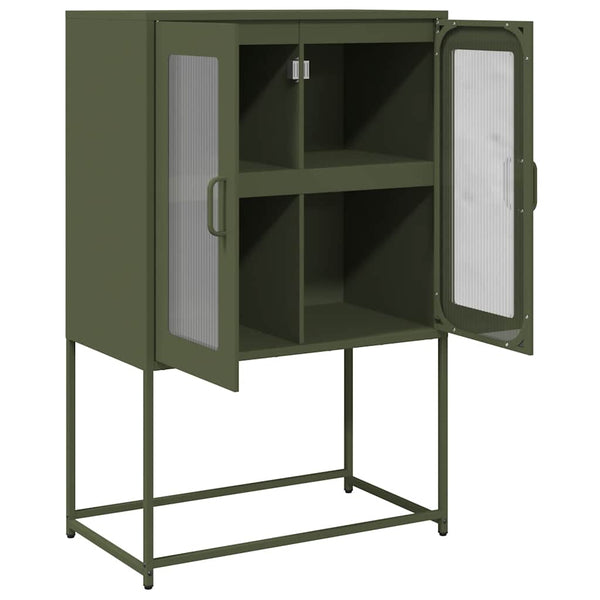 Olivgrünes Highboard 68x39x107 cm Stahl