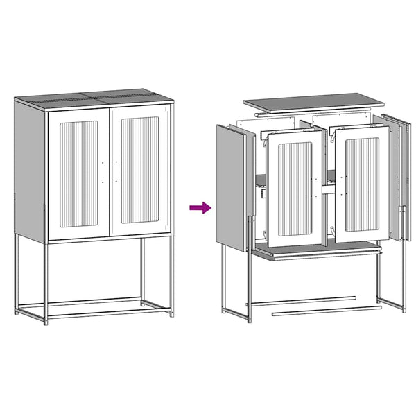 Olivgrünes Highboard 68x39x107 cm Stahl