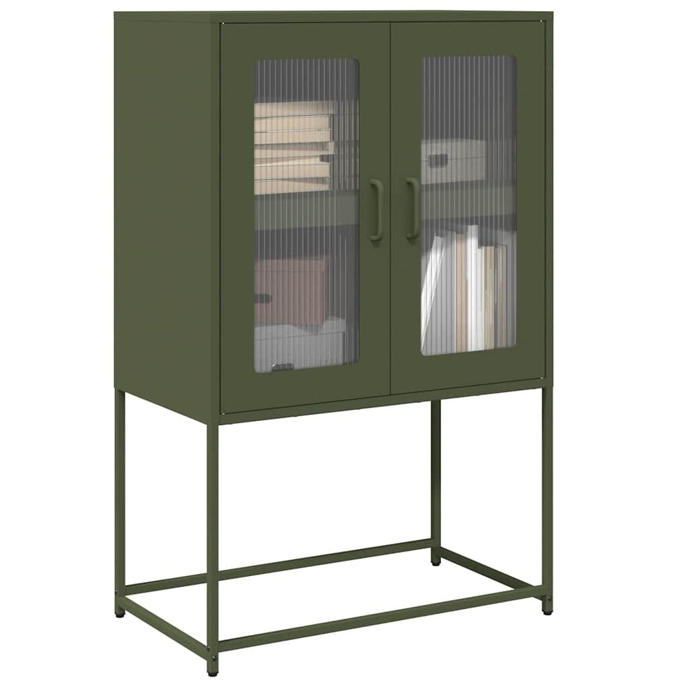 Olivgrünes Highboard 68x39x107 cm Stahl