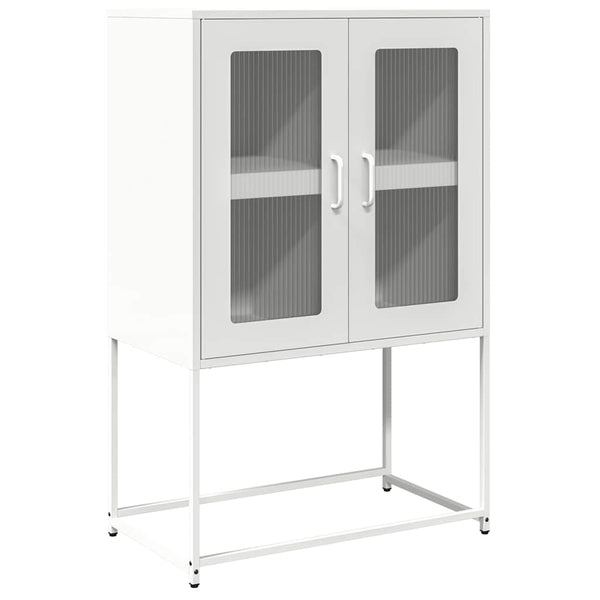 Highboard Weiß Stahl 68x39x107 cm