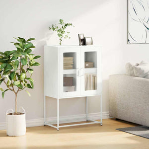 Highboard Weiß Stahl 68x39x107 cm