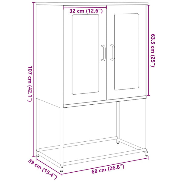 Highboard Weiß Stahl 68x39x107 cm