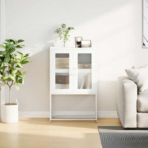 Highboard Weiß Stahl 68x39x107 cm