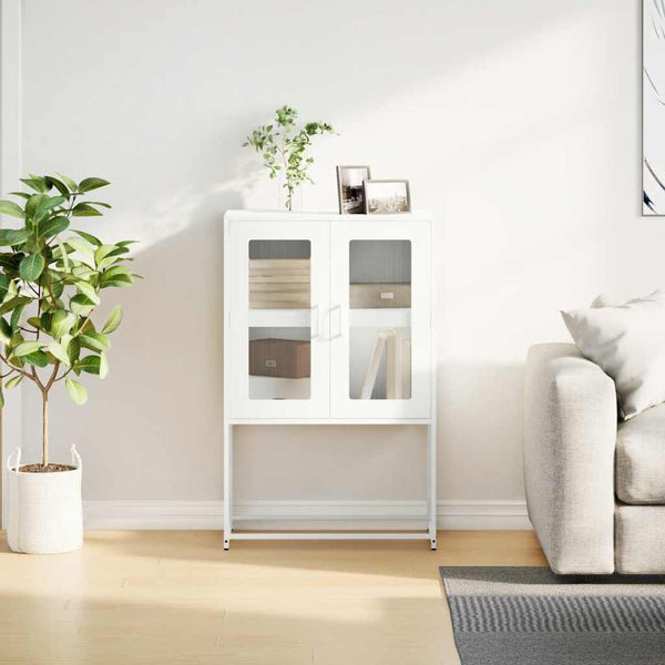 Highboard Weiß Stahl 68x39x107 cm