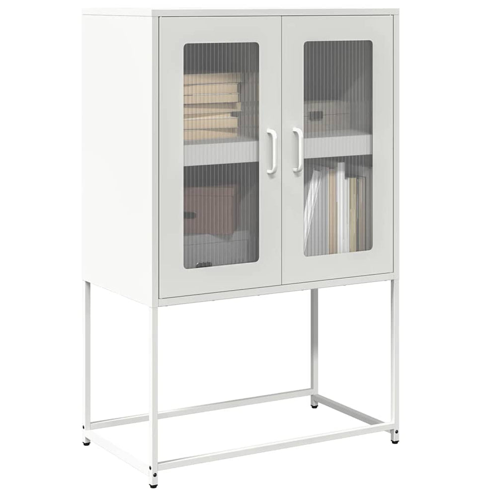 Highboard Weiß Stahl 68x39x107 cm