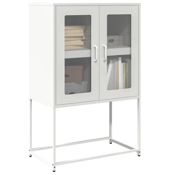 Highboard Weiß Stahl 68x39x107 cm