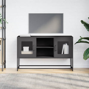 Schwarzer TV-Schrank aus Stahl, 100,5 cm