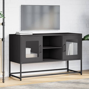 Schwarzer TV-Schrank aus Stahl, 100,5 cm