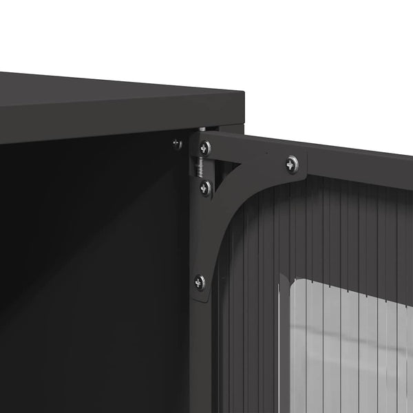 Schwarzer TV-Schrank aus Stahl, 100,5 cm