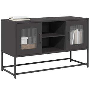 Schwarzer TV-Schrank aus Stahl, 100,5 cm