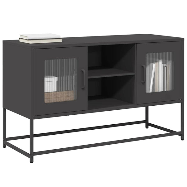 Schwarzer TV-Schrank aus Stahl, 100,5 cm