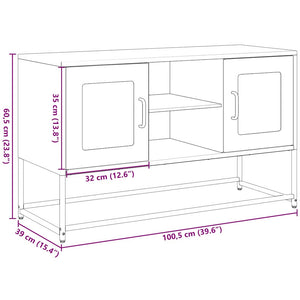 Weißer TV-Schrank aus Stahl, 100,5 cm