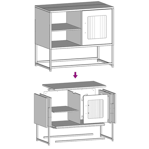 TV-Schrank Schwarz Stahl 68x39x60,5 cm
