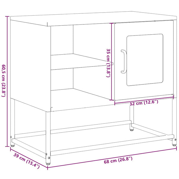 TV-Schrank Schwarz Stahl 68x39x60,5 cm