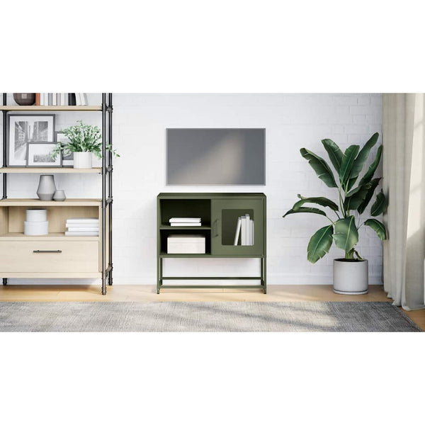 TV-Schrank Olivgrün Stahl 68x39x60,5 cm