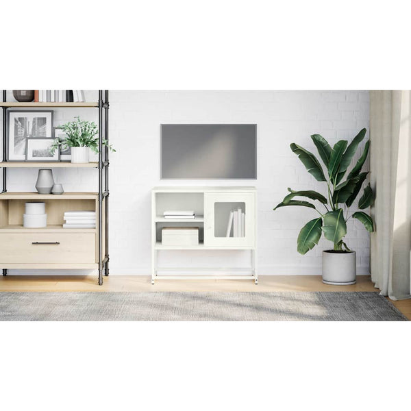 Weißer TV-Schrank aus Stahl, 68 cm